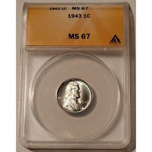 1943 Lincoln Wheat Steel Cent MS67 ANACS
